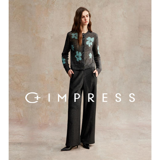 C+IMPRESS西嘉|纸片人窄腰绵羊毛阔腿裤女秋冬垂感及地毛呢直筒裤KZ2504041 商品图3