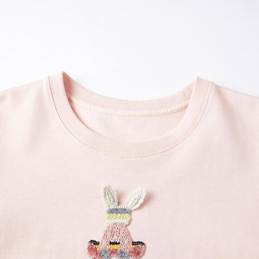 谜底兔子T恤短袖2026年春季新品趣味宽松立体耳朵俏皮女261MT0057 商品图3
