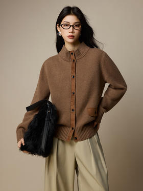 【轻柔软糯❗️光滑细腻】美拉德粗纺100羊毛毛衣女秋冬外套2025新款早秋女装韩系针织开衫。jb