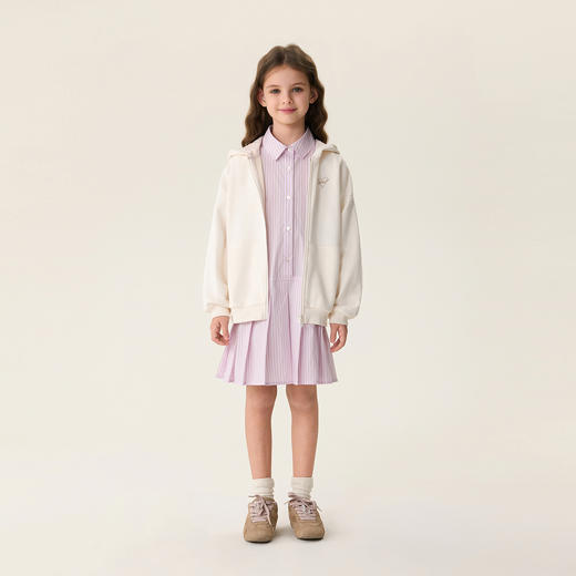 马克珍妮格纹间奏女童休闲连帽外套2026年春装新款560280 商品图1