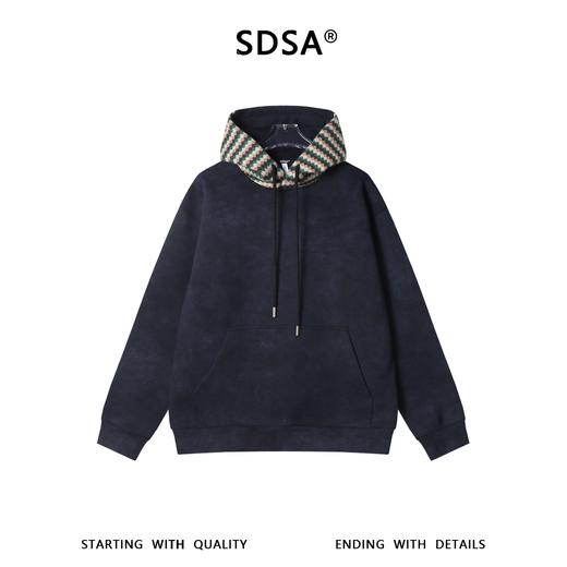 WY1539SDSA男士秋冬新款痞帅男装潮牌扎染拼接针织连帽卫衣百搭时尚上衣 商品图1