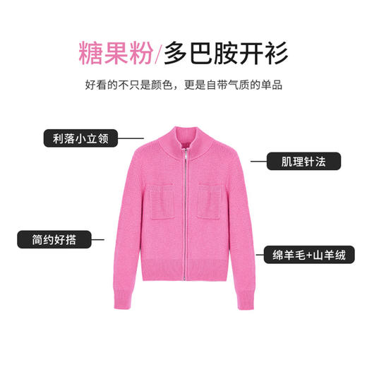【商场同款】CNR5B82 “ 多巴胺开衫 ” 糖果粉色羊毛+羊绒开衫，软糯舒适 靓丽出彩 商品图6