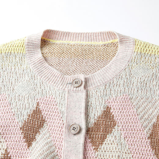 谜底针织开衫长袖2026年春季新品原创提花减龄H型毛衣女261MZ0318 商品图3