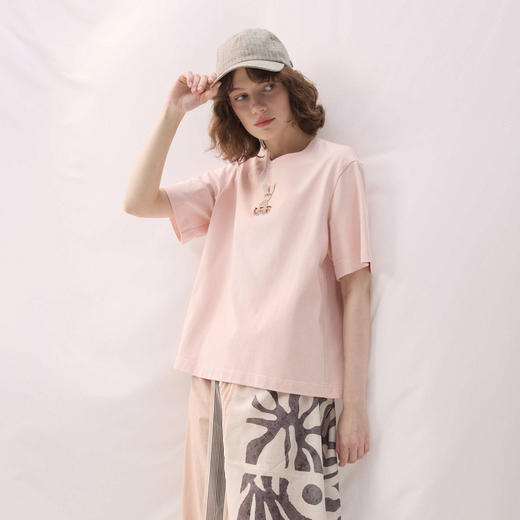 谜底兔子T恤短袖2026年春季新品趣味宽松立体耳朵俏皮女261MT0057 商品图1