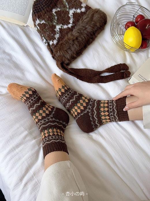老米优品🎈福利，5双装！《冬日费尔岛提花羊绒袜子》含羊绒9.2% ！礼盒 加厚保暖 ~ 商品图13