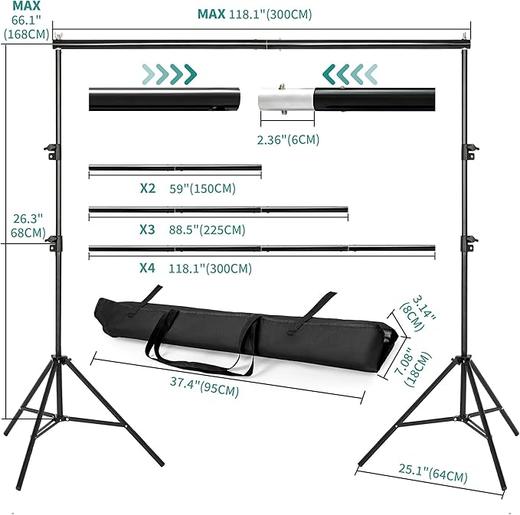 美国 AKOZLIN 便携拍照背景支架 可调节摄影背景 商品图6