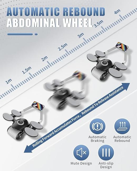 欧洲 Avilluna 腹部训练器 腹肌滚轮自动回弹 带4个肘部支撑 计时器 平板支撑器 商品图5