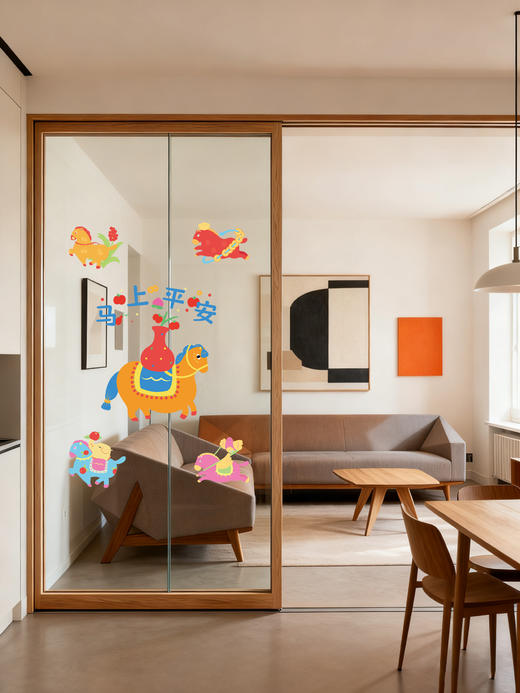 【26首品】古古楽gugu原创五福骏马梅花五骏图静电贴 商品图12