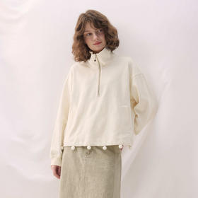 谜底半开领卫衣长袖2026年春季新品菱形提花俏皮小球女261MV0074