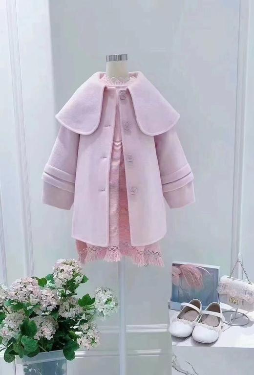 【春上新】8楼琳麦罗 LYNN&MILO 粉色双面呢亮丝A领大衣 吊牌价 商品图3