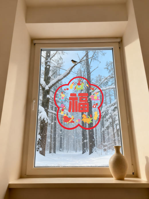 【26首品】古古楽gugu原创五福骏马梅花五骏图静电贴 商品图10