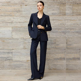 IWY/藏青色西装套装女秋冬三件套职业正装商务通勤马甲西服外套CPM2597