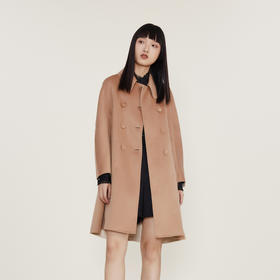 谜底22冬季新款毛呢大衣宽松A型双排扣中长款外套中长款224MD1526