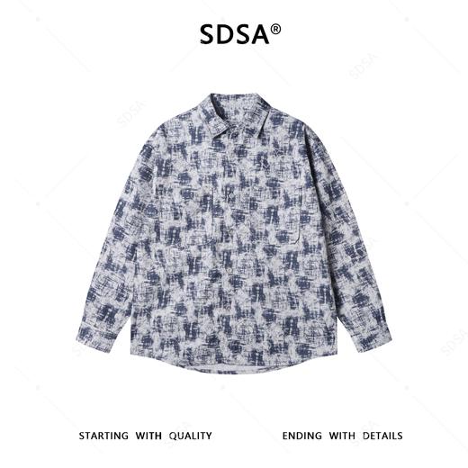 6015SDSA男士秋冬新款痞帅男装时尚简约磨破扎染翻领休闲衬衣百搭时尚 商品图1