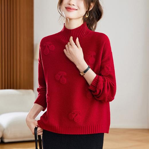 丁摩 立体雕花毛衣针织衫中领打底衫9543 商品图2