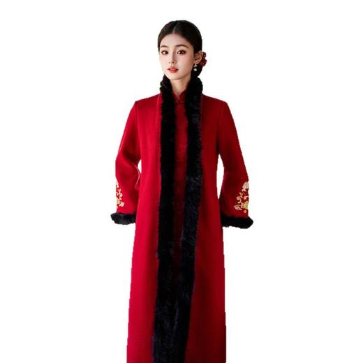 GX现代时尚新中式绣花旗袍外套2025冬季新款日常可穿旗袍大衣 商品图4