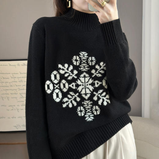 丁摩 100%纯羊毛衫女新款秋冬加厚高领毛衣打底衫BMJ-6164 商品图3