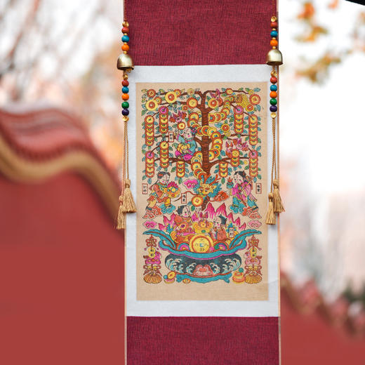 2026马年五福摇钱树非遗年画 春节装饰画客厅挂画摆件传统手工艺礼物 商品图7