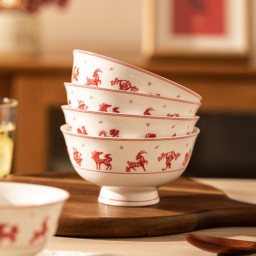 摩登主妇十二生肖陶瓷饭碗家用碗具2025新款高颜值餐具年夜饭团圆饭礼盒 商品图6