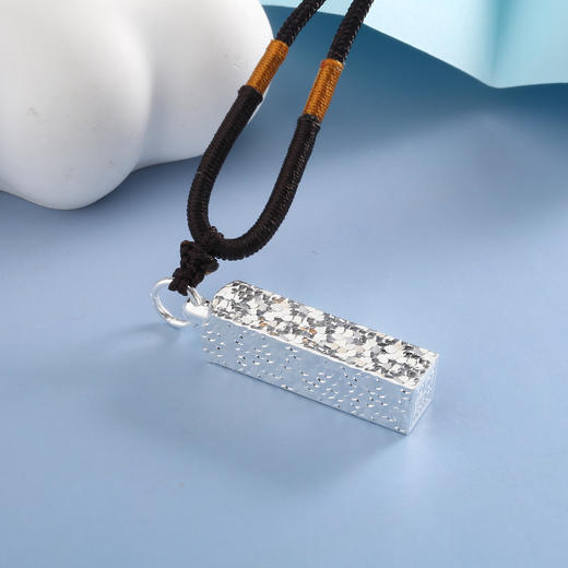 【宏艺珠宝】四方来财·碎银方章·足银挂坠 商品图0