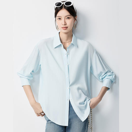 罗蒙女士长袖衬衫简约休闲百搭时尚气质优雅通勤长袖衬衣女 商品图6