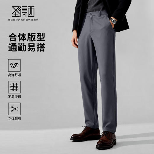 【易打理】圣得西2025年冬季男款休闲裤商务休闲高弹舒适直筒裤 商品图0