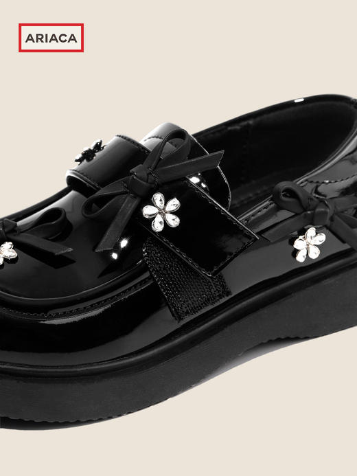 ARIACA艾芮苏儿童公主鞋单鞋秋季新款水钻演出乐福鞋女童黑色皮鞋 商品图4