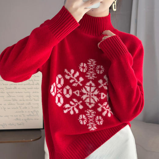 丁摩 100%纯羊毛衫女新款秋冬加厚高领毛衣打底衫BMJ-6164 商品图2