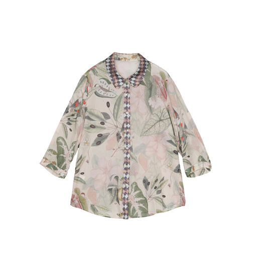 谜底原创印花衬衫分袖2026年春季新品复古纯棉花衬衣女265MC5016 商品图4