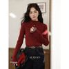 鹿向南「微醺酒红」长袖复古红色针织衫女秋冬新款显瘦打底衫上衣 商品缩略图2