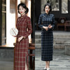 GX复古老上海民国女士格子长袖旗袍2025冬季新款高级感中式宴会旗袍 商品缩略图0