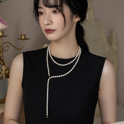雀说 天然淡水珍珠项链女秋冬长款小米珠双层毛衣链 商品图1