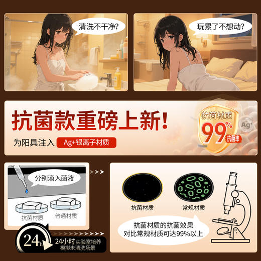【抑菌材料 高度仿真】谜姬 战狼电动抗菌阳具 伸缩摇摆震动加温 商品图6