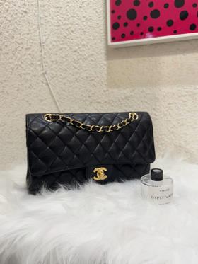 Chanel CF 中号 牛皮 黑金 单肩包