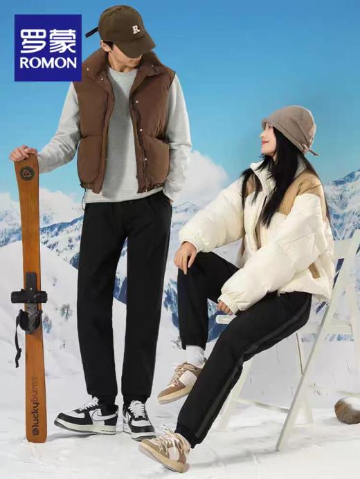 【90鹅绒 防泼防风 御寒保暖】罗蒙松紧腰束脚休闲鹅绒裤 商品图4