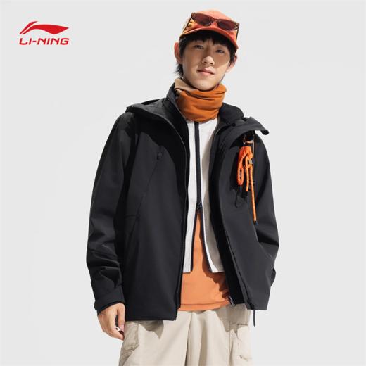 李宁户外CF溯珑壳外套白龘男子加绒保暖防泼水宽松三合一运动风衣套装AWBV089 商品图3