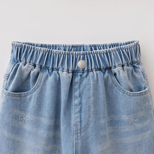 马克珍妮烫钻蝴蝶结女童牛仔直筒裤2026年春装新款560173 商品图4