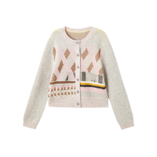 谜底针织开衫长袖2026年春季新品原创提花减龄H型毛衣女261MZ0318 商品图4