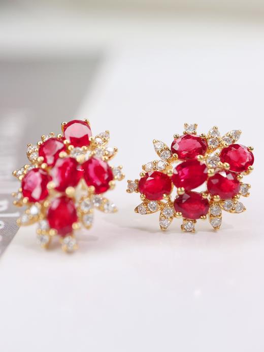 2.7ct刻面红宝石耳钉 商品图1