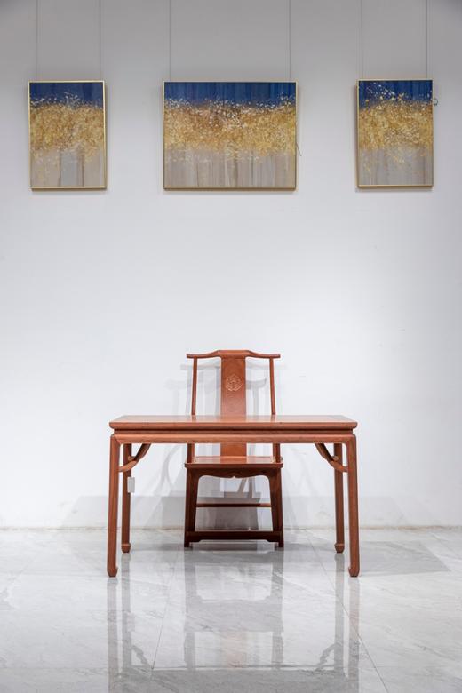 红桥红  家具严选  缅甸花梨(大果紫檀）  【128 马蹄腿霸王枨 小书桌】 商品图0