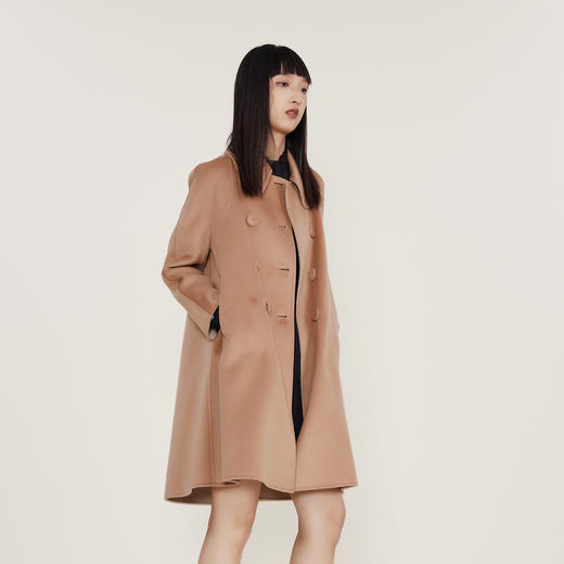 谜底22冬季新款毛呢大衣宽松A型双排扣中长款外套中长款224MD1526 商品图1