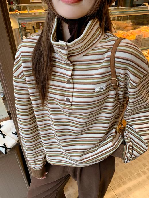 <曾小咸推荐>现货秒杀 ！微信超特价！韩系翻领条纹加绒卫衣 日常199.99 立减110 秒杀89.99！！ 商品图14