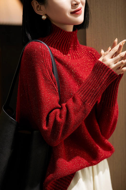 自带闪闪星河浪漫金豆羊毛针织混纺毛衣 商品图6