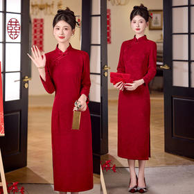 GX大码女装冬款新中式旗袍外嫁女回娘家中国红改良旗袍2025新款旗袍