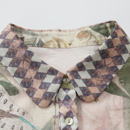 谜底原创印花衬衫分袖2026年春季新品复古纯棉花衬衣女265MC5016 商品图3