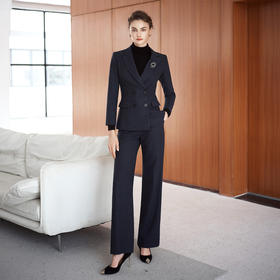 IWY/藏蓝色羊毛西装套装女高级感时尚气质通勤职业正装两件套CP2548