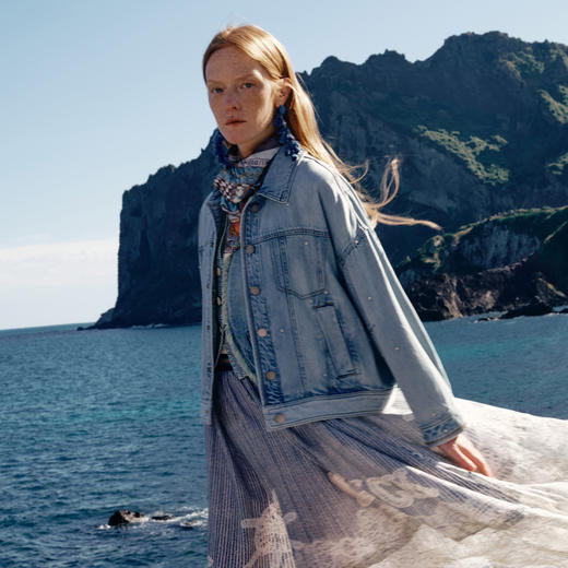 谜底大廓形牛仔外套长袖2026年春季新品柔软舒适圆点女261MW0060 商品图1