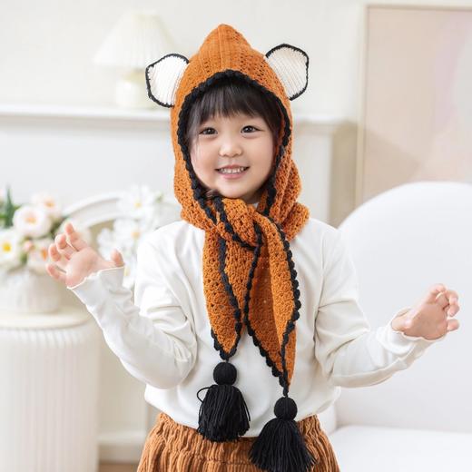 苏苏姐家狐狸连帽围巾手工diy编织钩针莫兰迪4毛线团围巾材料包 商品图1