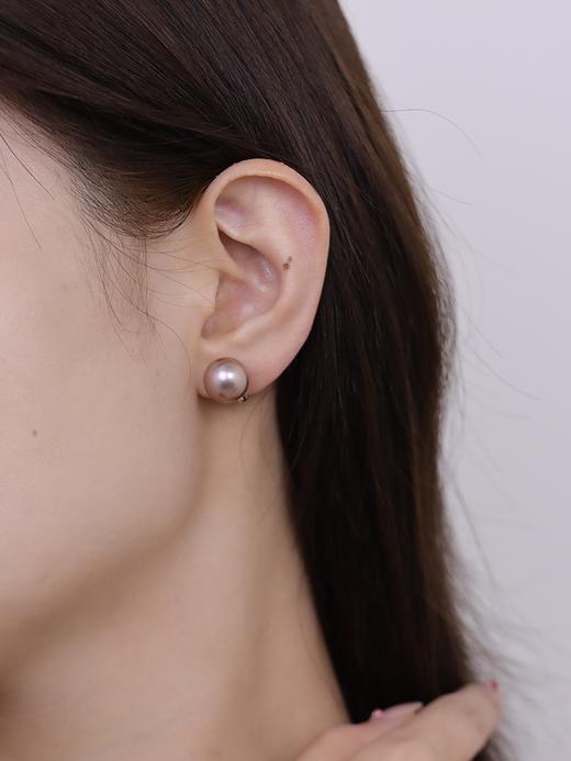 【挚友限定】（经典款）18K金爱迪生天然珍珠耳夹 曼塔玫瑰色正圆形11-12mm 商品图0