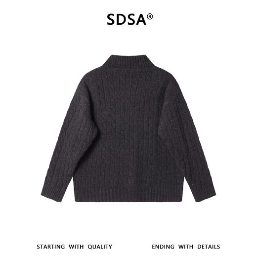 8865SDSA男士秋冬新款痞帅男装慵懒风简约纽花立领针织毛衣百搭时尚 商品图5